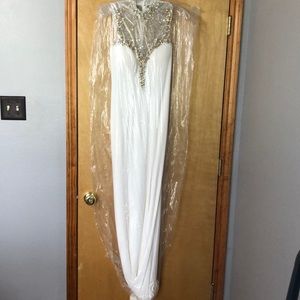 White and Gold Prom Dress